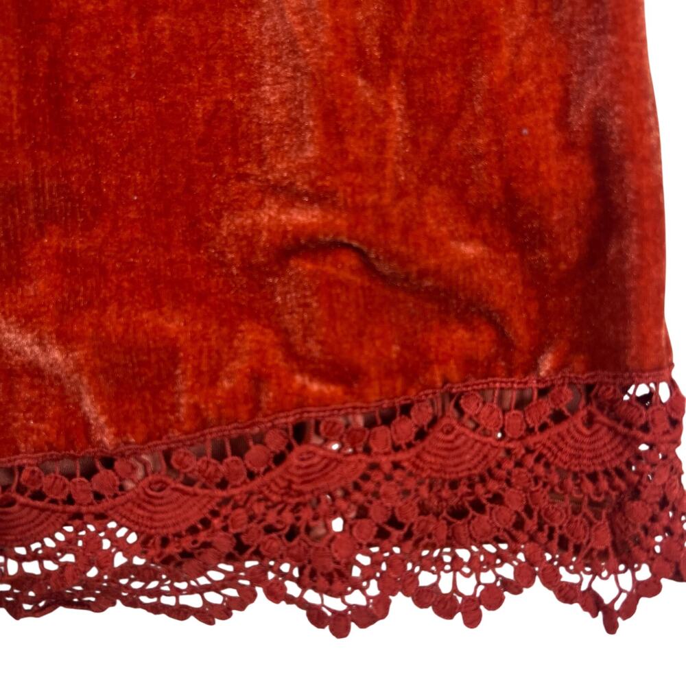 Rust Velvet Lace Mini Dress 3XL | Whimsigoth Fairycore Boho Witchy Romantic - Picture 6 of 16
